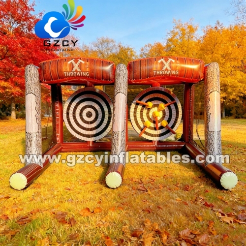 Factory Cheap Commercial PVC Outdoor Interactive Inflatable Axe Throwing Games Challenge Competition Double Throwing Axe