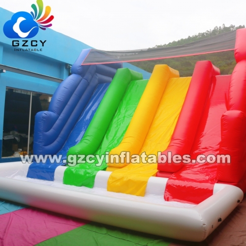 Cheap Water Slide Commercial Inflatable rainbow Water Slide with Pool for Sale