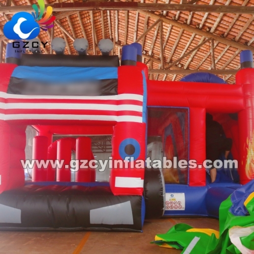 Themed Inflatable Bouncing Combo Slide Bounce Fire Station Fireman Bouncy Inflatable Fire Truck Castle Bouncer