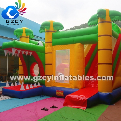 Crocodile Moonwalk Inflatable Bouncer with Slide and Fun Objects for Kids Party