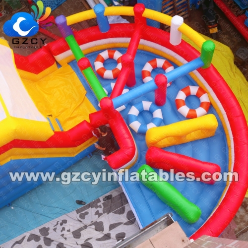 PVC Durable Large Inflatable Bouncy Castle Outdoor Kids Castle Amusement Park Dry Slide Combo for Park Booth Rental
