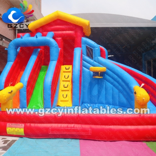 Customized Inflatable Water Slide Double Lanes Inflatable Water Slide With Pool PVC Inflatable Water Slide