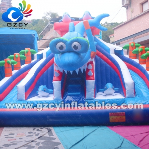Durable Blue PVC Double-Slide Inflatable Castle for Kids Compact Home Use Bouncer Slide Trampoline Pool Slide Trampoline