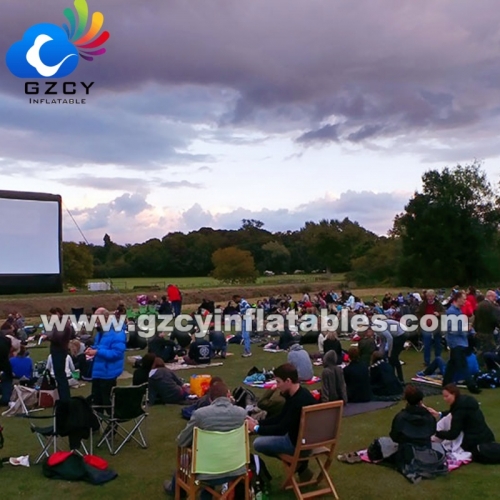 Big Outdoor Inflatable Balloon Giant Movie Theater with PVC Screen Black Frame Built-In Fan for Family Party Rental Yard Cinema