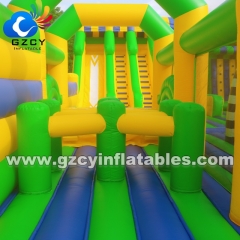 Commercial Inflatable Bounce Castle Dual Slides PVC Material 50 Persons Capacity Kids Jumping Bed Amusement