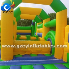 Commercial Inflatable Bounce Castle Dual Slides PVC Material 50 Persons Capacity Kids Jumping Bed Amusement