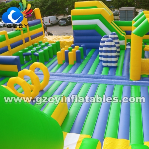 Commercial Inflatable Bounce Castle Dual Slides PVC Material 50 Persons Capacity Kids Jumping Bed Amusement