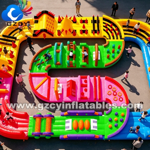 Inflatable Obstacle Course With Slide Inflatable Obstacle Course Amusement Games for Sale