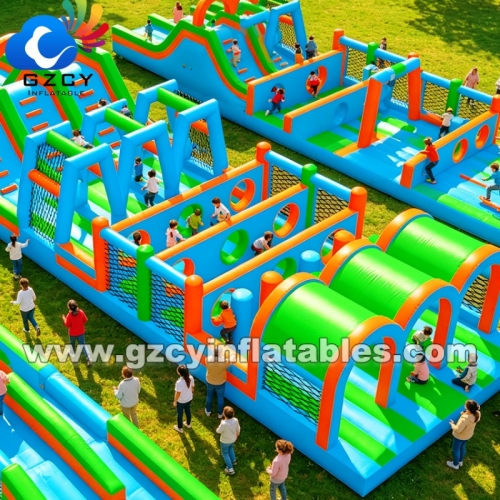 Large Commercial Jungle Theme Inflatable Obstacle Course Multi-color PVC Kids Challenge Game Outdoor Park Event Rental Fun
