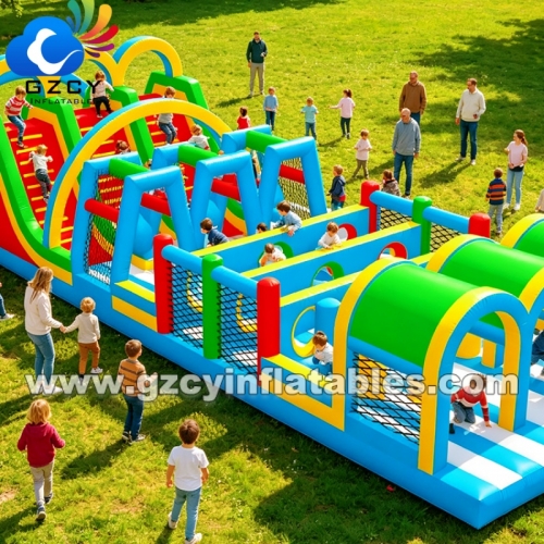 Large Outdoor Inflatable Amusement Equipment Theme Park Slide Bounce House Obstacle Course Playground Factory Price