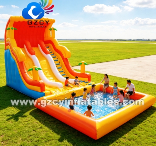 Commercial Large Land Inflatable Water Park with Water Slide for Kids and Adults Outdoor Fun Equipment