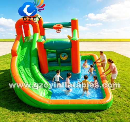PVC Inflatable Water Slide with Pool