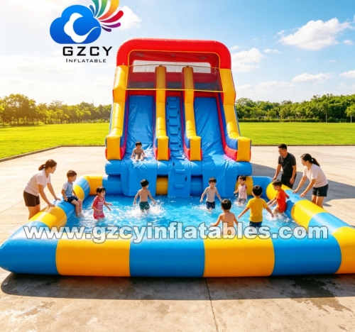 Commercial Inflatable Water Slide with Swimming Pool