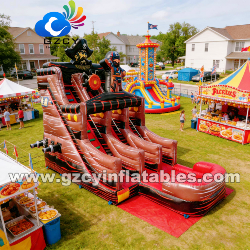 New Design Commercial Inflatable Pirate Ship Slide Inflatable Dry Slide Outdoor Playground Big Water Slides for Sale