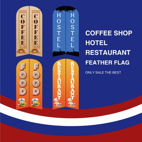 CREAT2MAKE 200*50 / 300*70 Cafe Restaurant Food Hostel Advertising Feather Flag Set Of Flags