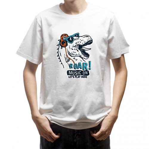 CREAT2MAKE Personalized music dinosaur doodle pattern cotton T-shirt