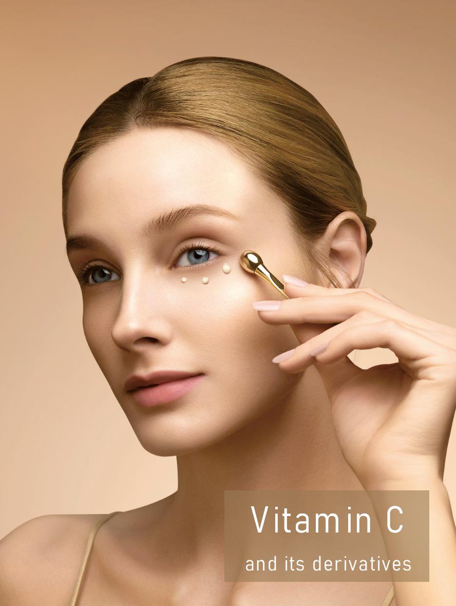 3-O-Ethyl Ascorbic Acid, Ascorbyl Tetraisopalmitate, Tetrahexyldecyl Ascorbate, Ascorbyl Glucoside, Sodium Ascorbyl Phosphate, etc.