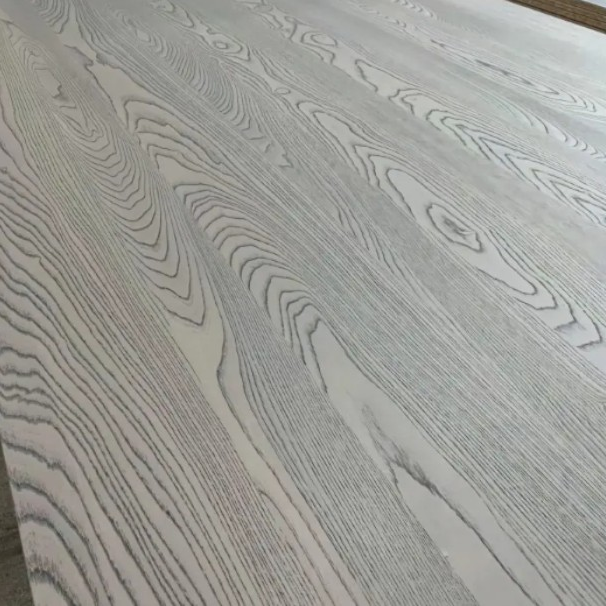 Matte UV-cured light ash wood effect panel, natural texture for furniture and wall cladding