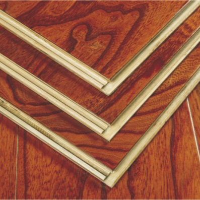 Precision interlocking click joint on UV-cured wood flooring planks, easy installation design