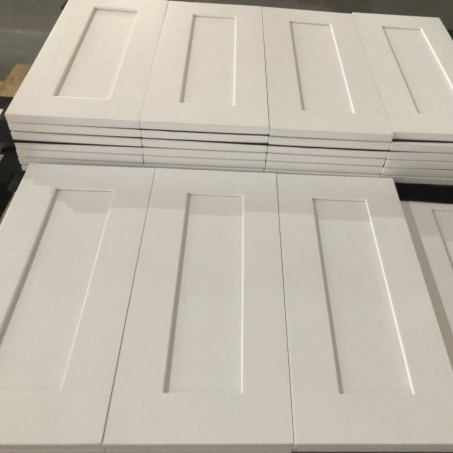 UV-cured white SPC/PVC cabinet doors, scratch-resistant matte finish for kitchen and bathroom