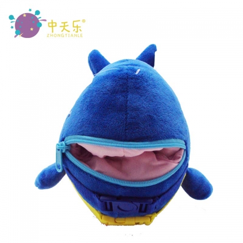 plush shark education bag