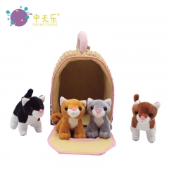 plush cat house set