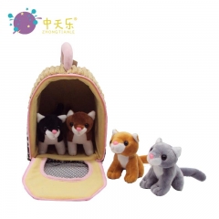 plush cat house set