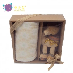 Plush blanket with camel toy