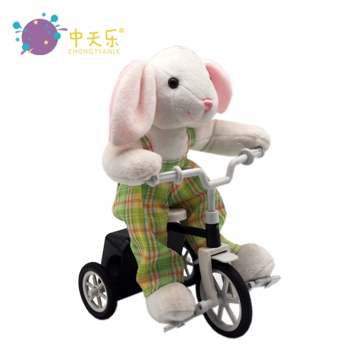 Plush animals on bike