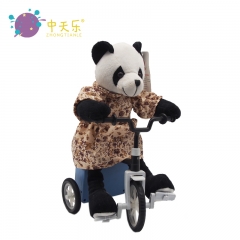 Plush animals on bike