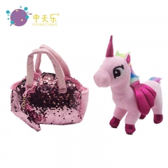 purse wallet with plush unicorn