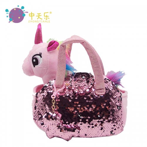 purse wallet with plush unicorn