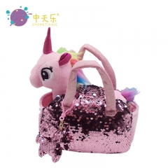 purse wallet with plush unicorn