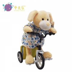 Plush animals on bike