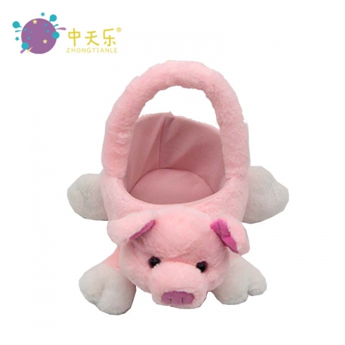 Plush pig basket