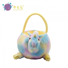 Plush unicorn basket