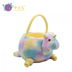 Plush unicorn basket