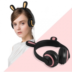 Rabbit ears bluetooth headset cute design led light