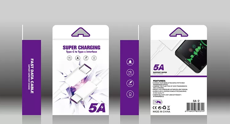 Super Charging Type-C to Type-C PD Charging Cable with Purple Packing VAC00062