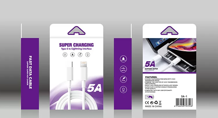 Super Charging Lightning to Type-C PD Charging Cable with Purple Packing VAC00061