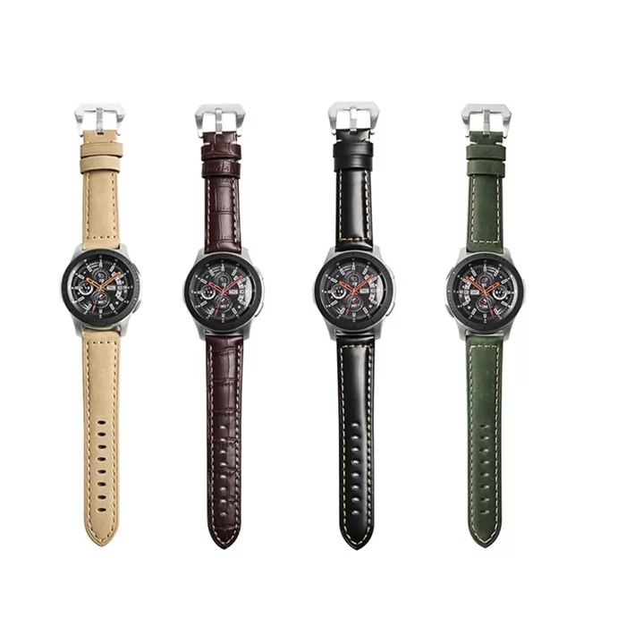 Genuine Leather Contrast Colors Watch Strap for Samsung Watch VA02001