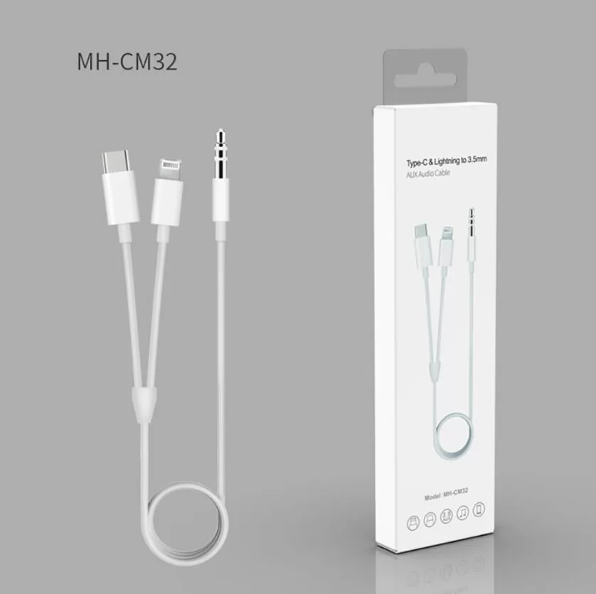 MHCM32 3.5mm Aux Cable for Car Speaker with Type-C Lightning Suit for iPad iPhone Android Output VAC00994