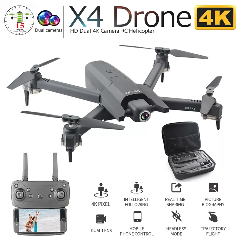 CSJX4 MINI Drone 4K HD Dual Camera Wifi FPV Foldable Body Quadcopter VD99970