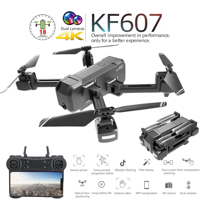 KF607 Drone Dual 4K Cameras Optical Flow Foldable Body FPV Helicopter VD99977