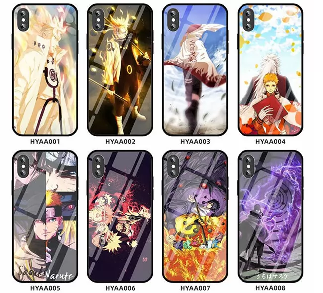 202101 NARUTO Pattern Glass Back TPU Case for iPhone VAC02025