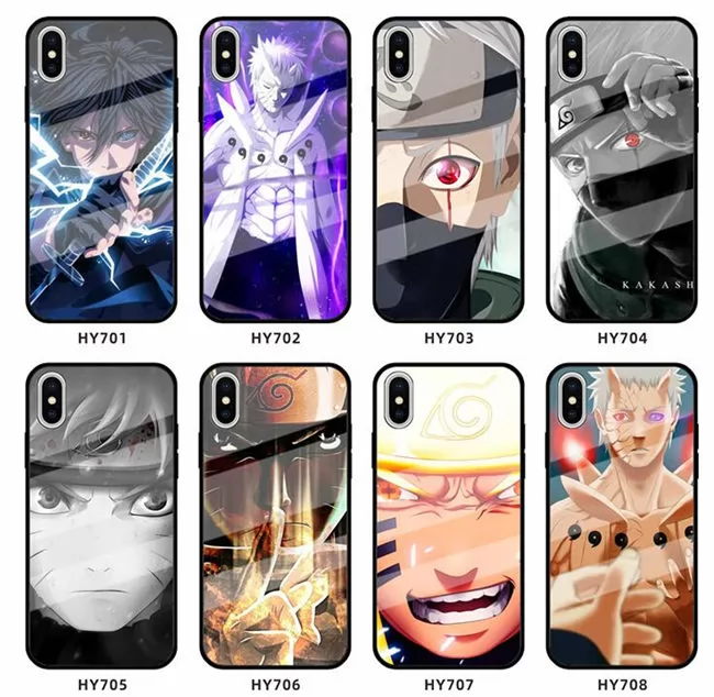 202101 NARUTO Pattern Glass Back TPU Case for iPhone VAC02031