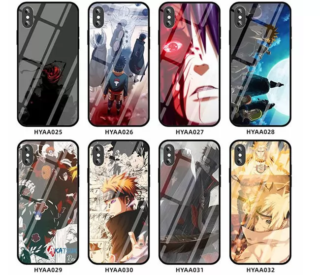 202101 NARUTO Pattern Glass Back TPU Case for iPhone VAC02028