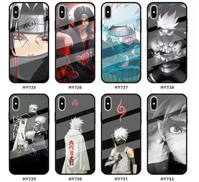 202101 NARUTO Pattern Glass Back TPU Case for iPhone VAC02034