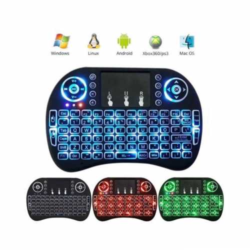 i8 3 color LED Backlit 2.4GHz Mini Wireless Keyboard with Touchpad Mouse For Smart TV Box, MAG IPTV, Buzz tv, dreamlink, PS3/PS4 etc.Rechargable Li-io