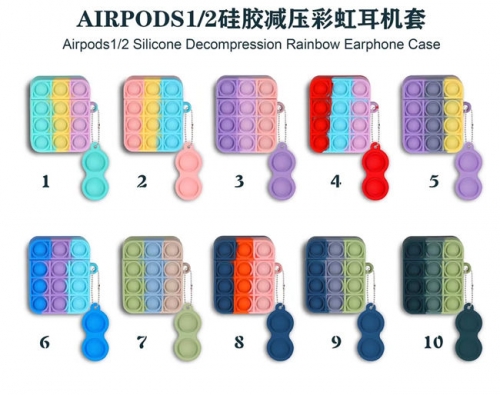 202102 Pop It Bubble Fidget Graded Colors Silicon Case for AirPods VAC02975